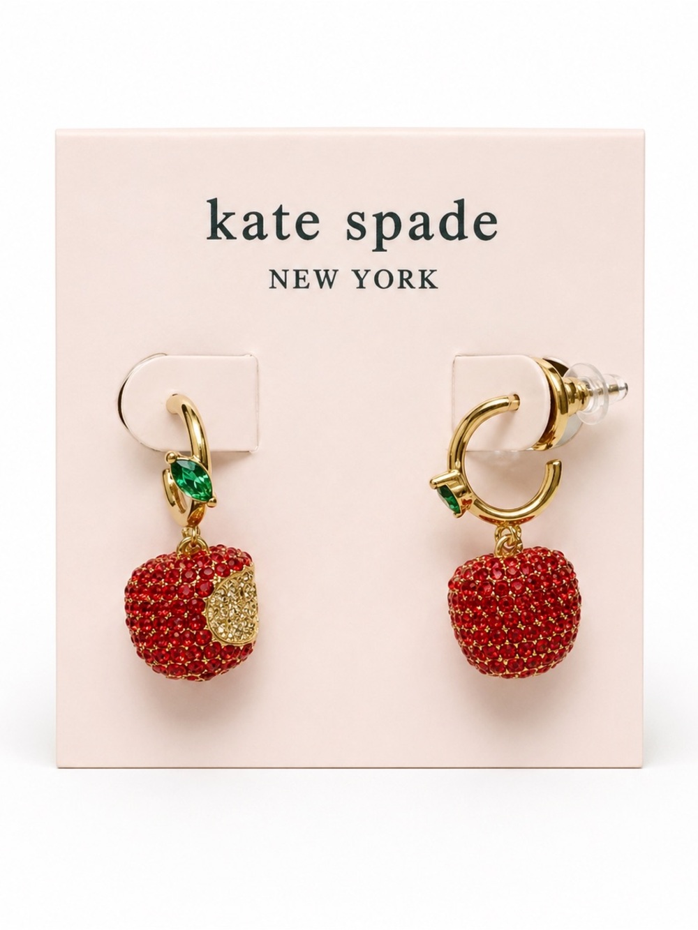 kate spade Red and Green Crystal Apple Drop Earrings